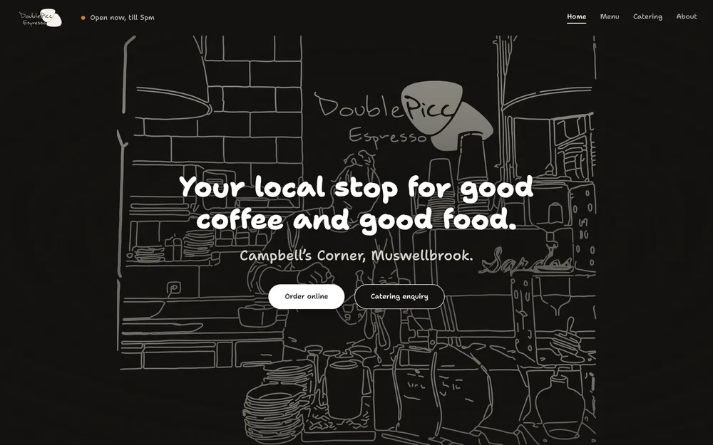 The Double Picc Espresso website, homepage