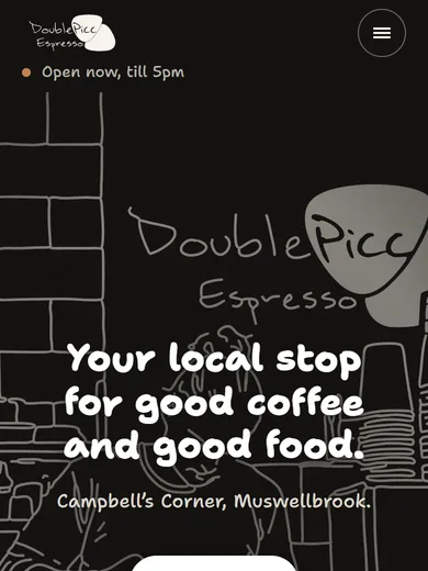 The Double Picc Espresso website, homepage