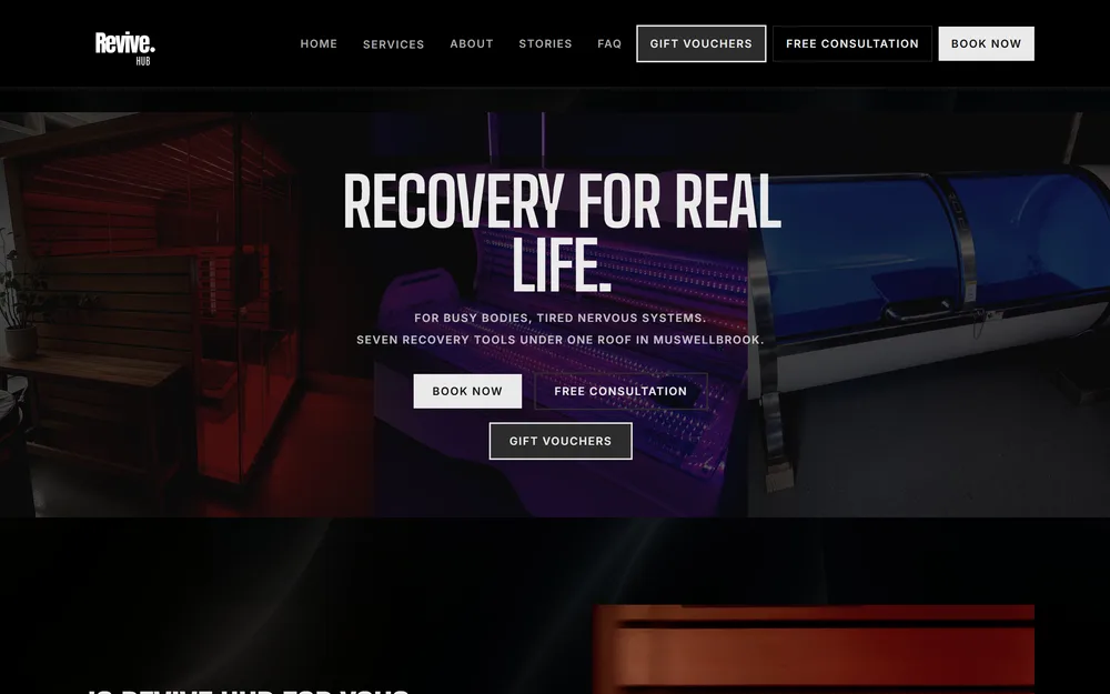 The Revive Hub website, homepage