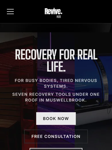 The Revive Hub website, homepage