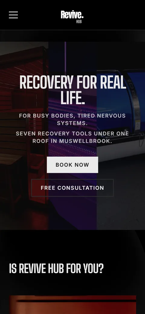 The Revive Hub website on a phone